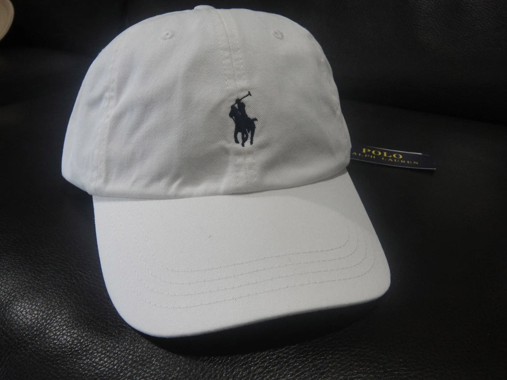 POLO RALPH LAUREN Women White One Size Cotton Chino Adjustable Ball Cap, NWT
