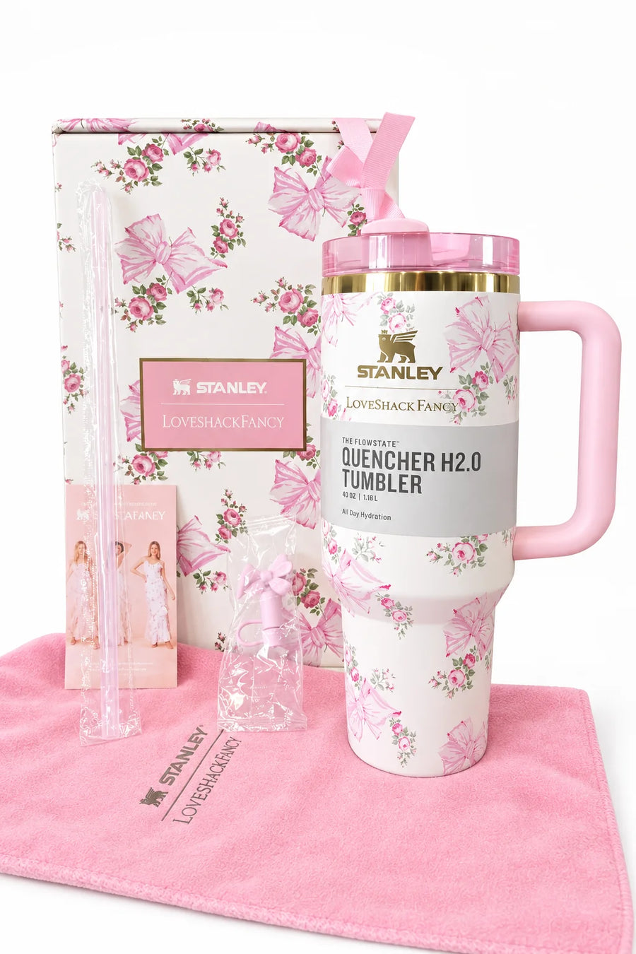 Stanley x LoveShackFancy Holiday Quencher 40oz – Rosa Beaux Pink